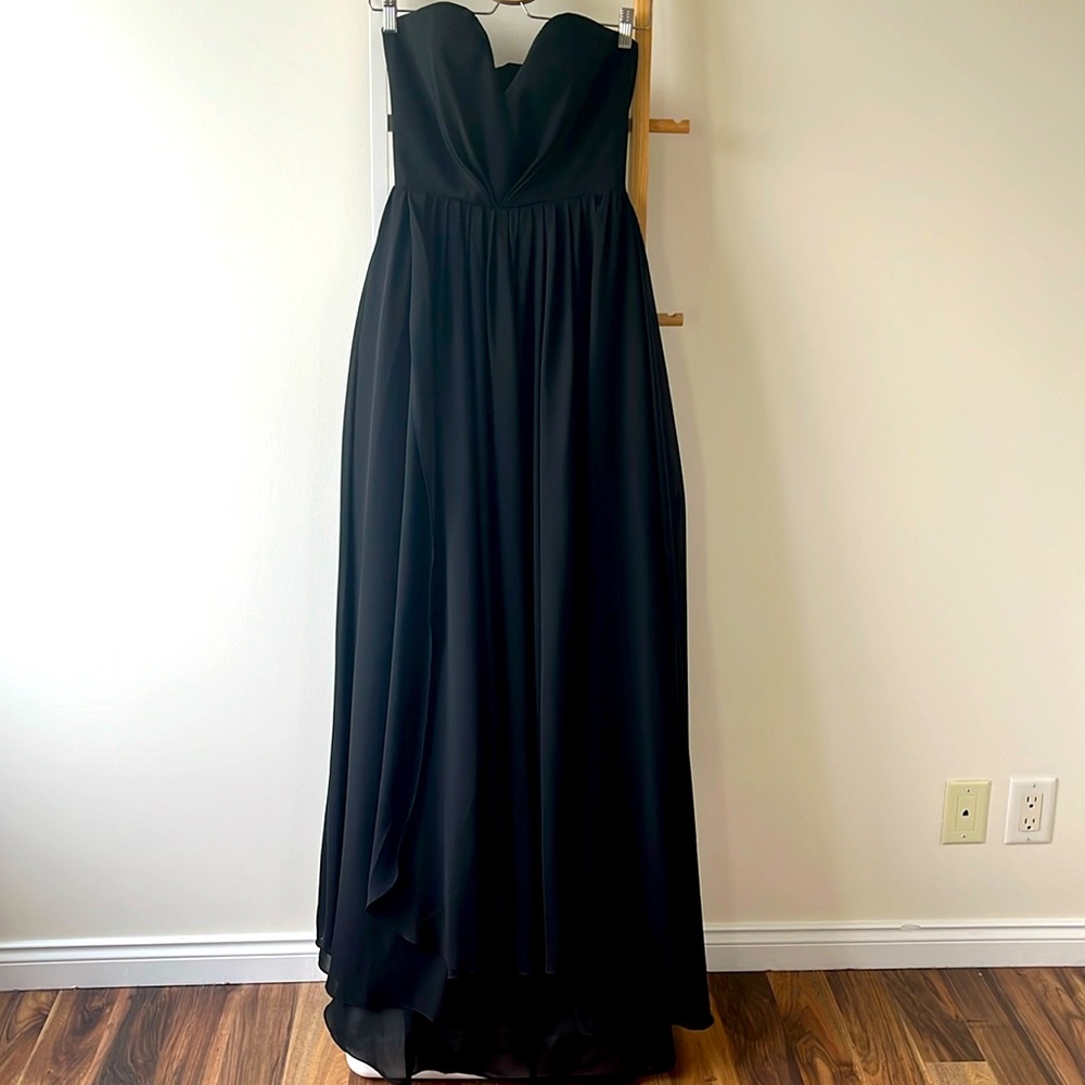 Black strapless sweetheart formal dress
